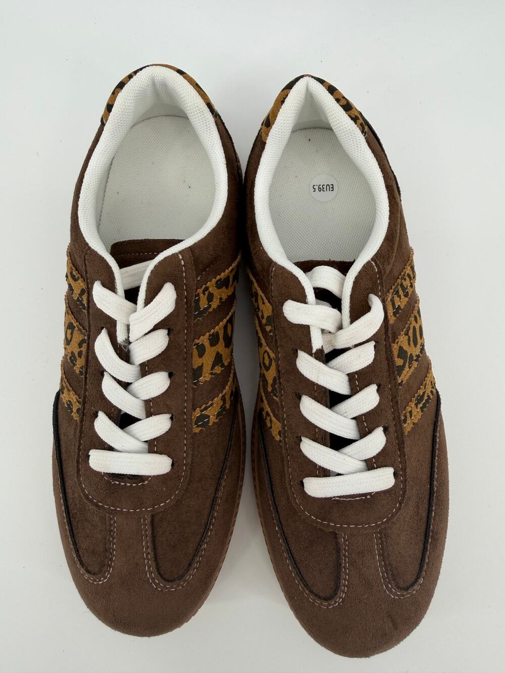 Suede and leopard print sneakers